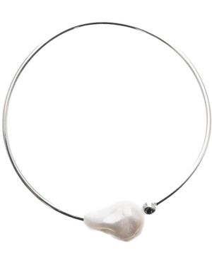 Silver Moon Sterling Bracelet With Pearl - Metallic