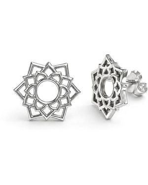 The Jewellery Store London Crown /Sahastrara Chakra Stud Earrings - White