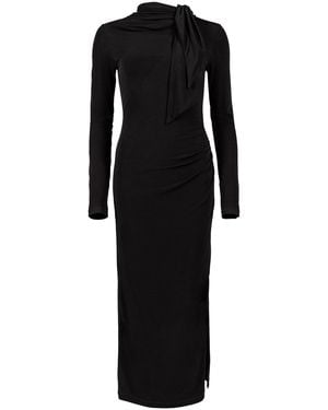 Lendrop Studios Yuna Tie Neck Midi Dress - Black