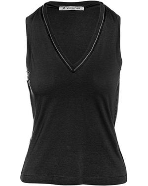 Conquista Zip Detail Sleeveless Top Jersey - Black