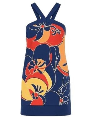 Conquista Strappy Print Mini Dress - Blue