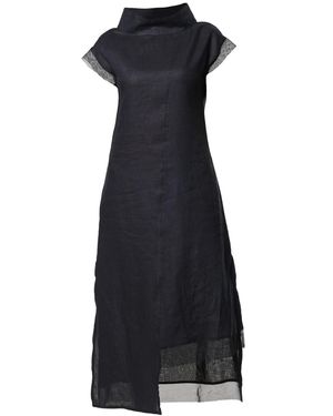 Metamorph Asymetric Linen Dress - Blue