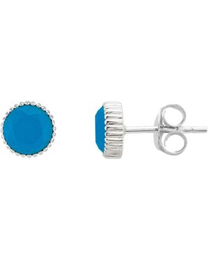 Auree Barcelona Silver December Birthstone Stud Earrings Turquoise - Multicolour