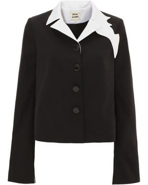 Julia Allert Tailored Cropped Blazer With Collar - Black
