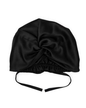 Marche' Du Luxe Pure Silk Turban Style Adjustable Cap - Black