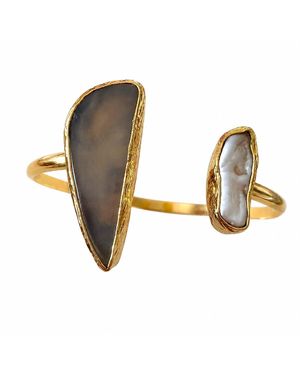 By Ozge Neutrals Moon & Shadow Plated Cuff Bracelet - Metallic