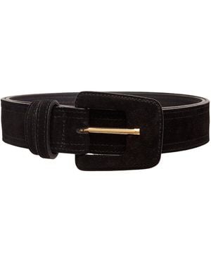 BeltBe Suede Rectangle Buckle Belt - Black