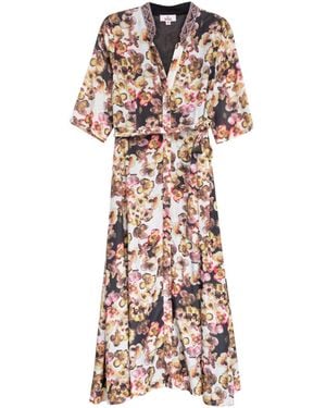 Niza Sleeveless Maxi Dress With Printed Flowing Skirt - Pink