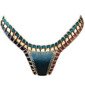 Luxsea Swimwear Cabo Shimmer Crochet Bikini Bottom - Blue