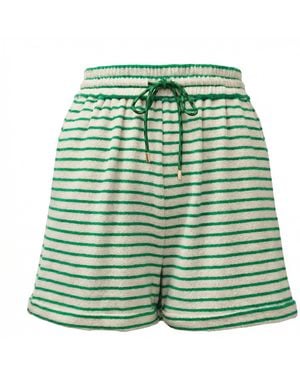 Nooki Design Talinn Towelling Striped Shorts - Green