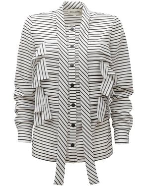 Julia Allert Designer Striped Thin Viscose Shirt - Gray