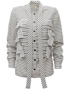 Julia Allert Designer Striped Thin Viscose Shirt - Grey