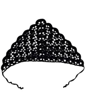 Springmoonatelier Handmade Crochet Triangle Bandana – Detailed Motif Design - Black