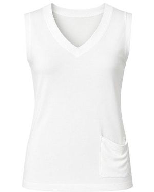 Conquista V-Neck Pocket Detail Top - White