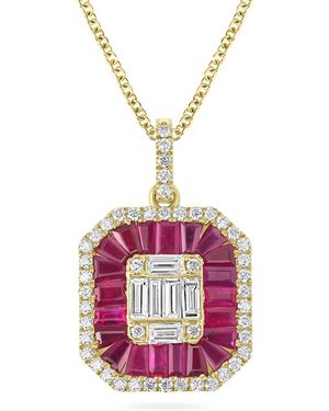 Artisan Ruby And Diamond Halo Pendant - Pink