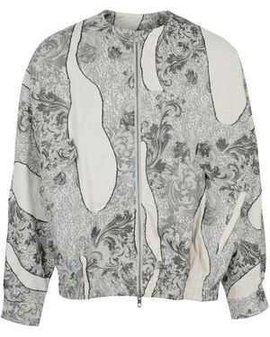 Modenaire Printed Zip Front Jacket With Baroque Pattern - Grey