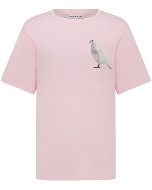 Sour Figs Standing Dove Print T-Shirt - Pink