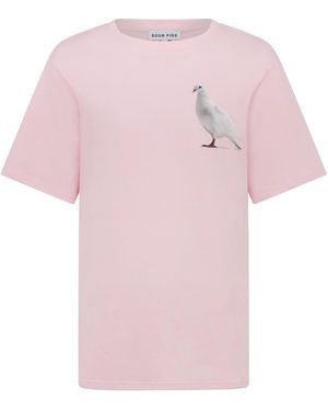 Sour Figs Standing Dove Print T-Shirt - Pink