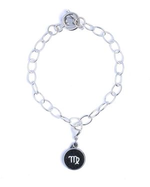 N'damus London Virgo Zodiac Sterling & Leather Curb Bracelet - Blue