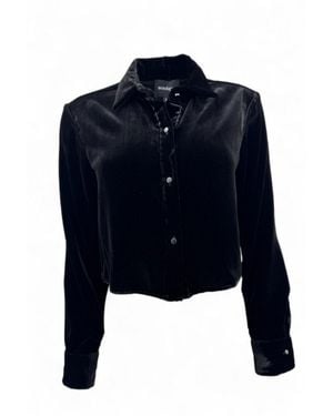 Monzlapur New York Silk Velvet Cropped Shirt - Blue