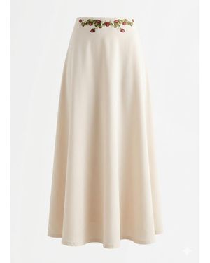 Ashita Fernandes Maxi Slip Skirt With Simple Floral Design - Natural