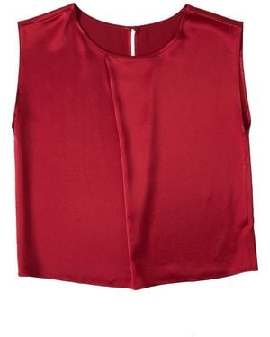 Soft Strokes Silk Pure Silk Sleeveless Boxy Fit Cropped Blouse - Red
