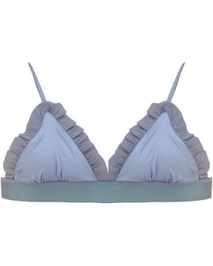 Noblesse Oblige Chiffon & Satin Unicorn Elastic Bralette - Blue