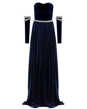 Nur Karaata Chamber Of Pearls Gown - Blue