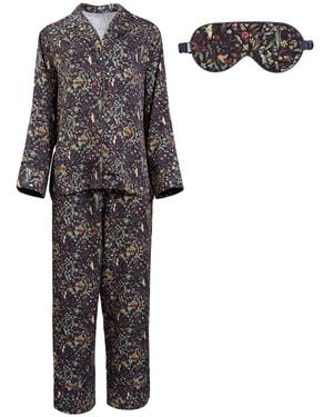 Fable England Wolf Garden Pyjamas & Sleep Mask Set - Black
