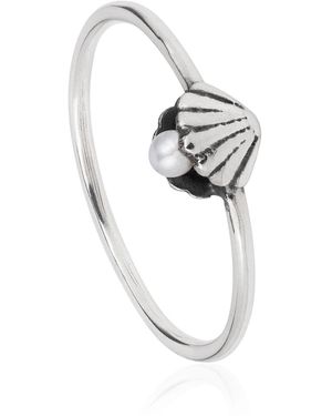 Lee Renee Shell & Pearl Ring Silver - Metallic
