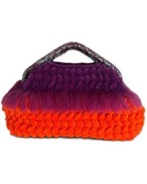 Springmoonatelier Handmade Velvet Yarn Metal Frame Bag – - Red