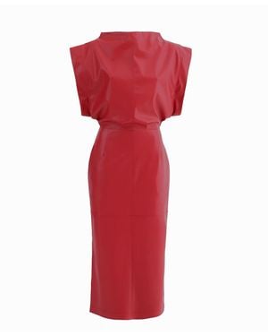 Julia Allert Stylish Sleeveless Faux Leather Dress - Red