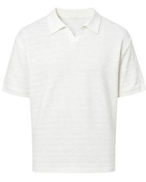 Vayla Open Collar Fine Knit Polo Shirt - White