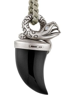 Snake Bones Snake Pendant Necklace With Black Onyx Tusk