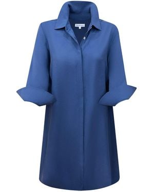 Perlavera Fanny Three Quarter Sleeve Length Missy Fit Midi Dress - Blue