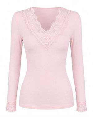Luella Fashion Lace V-Neck Base Layer Pale - Pink