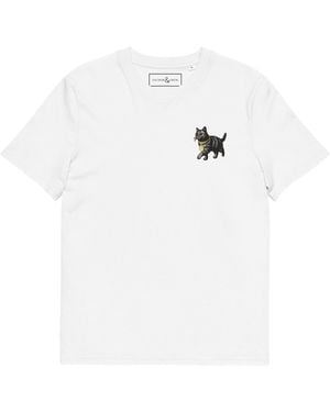 Anchor and Crew Cool Cat Actual Life Organic Cotton Embroidered T-Shirt - White