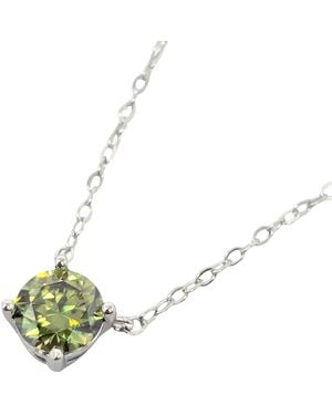 Harfi Peridot Moissanite Crystal Sterling Necklace - Metallic
