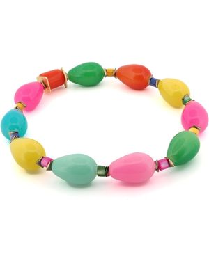 Ebru Jewelry Happy Vibes Glass & Beaded Anklet - Green