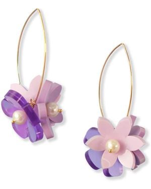 By Chavelli Flowerball Dangly Earrings - Purple