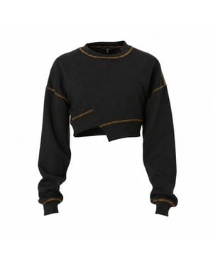 Gao Republic Sweatshirt Cropped With Asymmetric Hem Jersey - Black