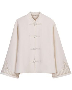 Nocturne Embroidery Detail Oversized Jacket - Natural