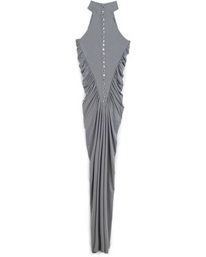 Nocturne Neutrals Mink Halter Neck Draped Maxi Dress - Gray