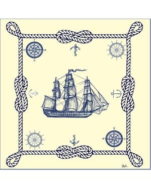 Ralufineart Silk Scarf Nautical Chic Yellow Colour - Metallic