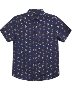 Vustra Neutrals On The Rocks Button-Down Linen Shirt - Blue