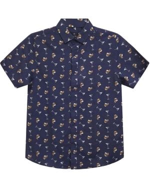 Vustra Neutrals On The Rocks Button-Down Linen Shirt - Blue