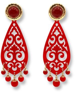 Michael Nash Jewelry Amelia Carnelian Resin Cut Out Drop Earrings - Red