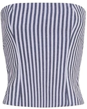 London Atelier Byproduct Striped Strapless Corset - Blue