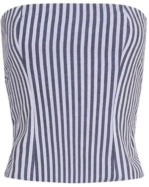 London Atelier Byproduct Striped Strapless Corset - Blue