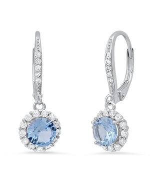 Kylie Harper Aquamarine Halo Leverback Earrings - Blue